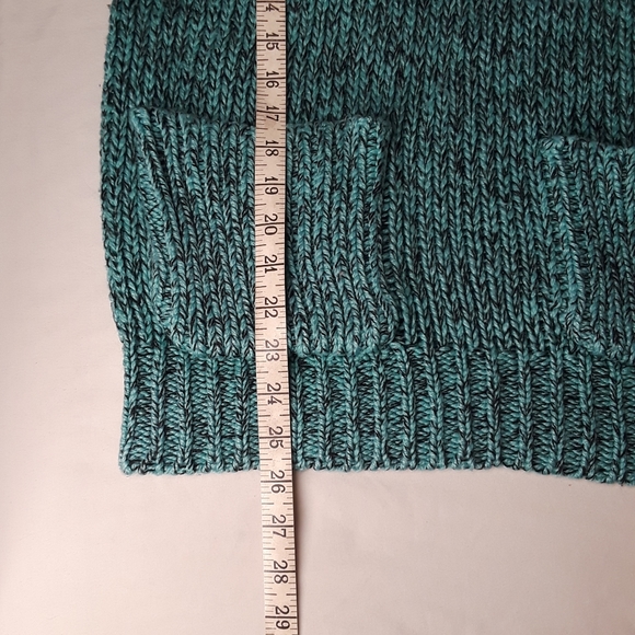 VINTAGE REFERENCE POINT by Dray Teal Black Marled Print Knit Sweater Top Small - Picture 4 of 6